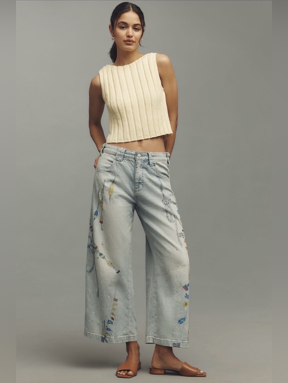 Anthropologie Pilcro Sailing Theme High-Rise Crop Tapered Carpenter Jeans - Picture 2 of 14